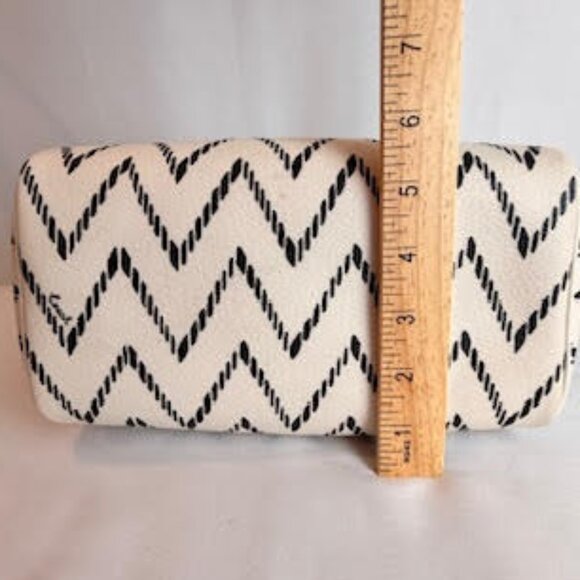 Coach Mini Bennett Satchel + Wristlet Set White Black Chevron Leather Bag - Picture 13 of 16